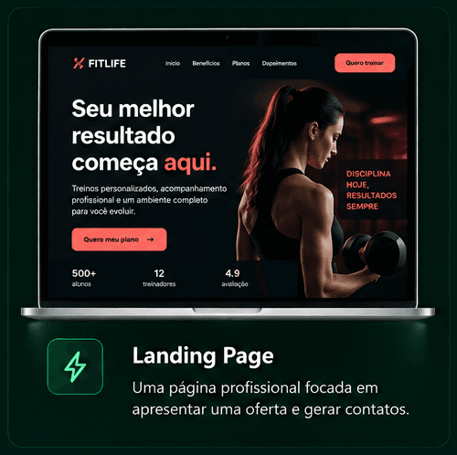 Exemplo visual de Landing Page